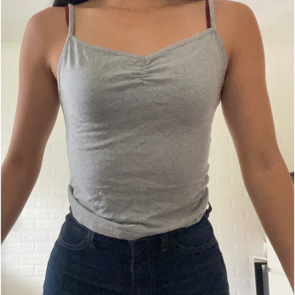 Vintage Grey Bedazzled Basic Tank Top